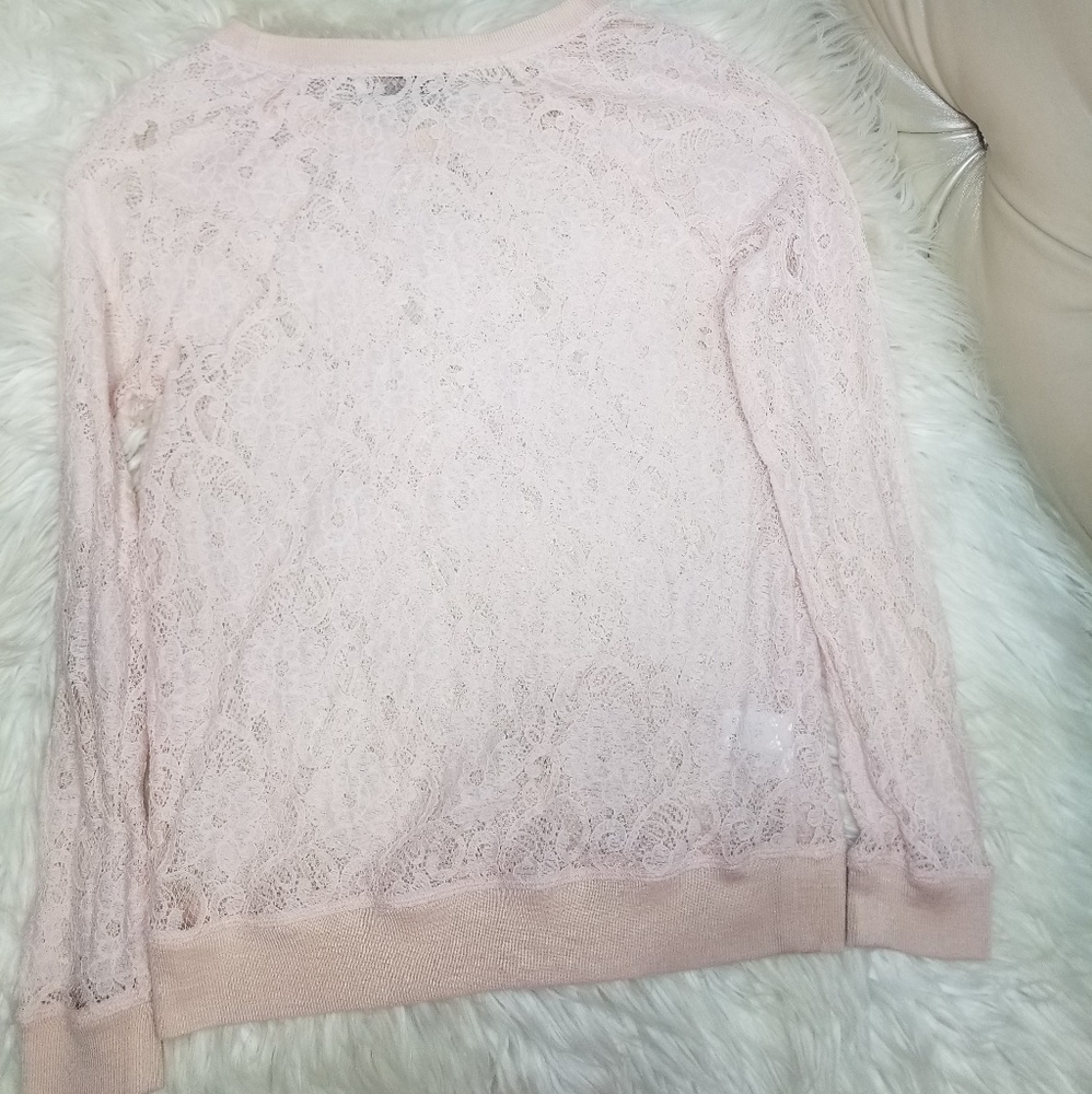 Loft Blush Pink Lace Pullover XSmall - Picture 8 of 8